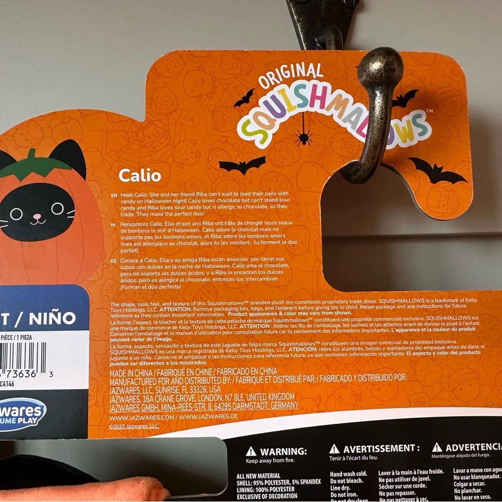 Squishmallows Kids Costume - Calio - Pumpkin Cat Kids Costume